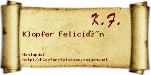 Klopfer Felicián névjegykártya